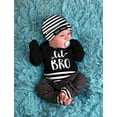 thumbnail image 6 of Newborn Baby Boy Clothes Letter Print Long Sleeve + Pants + Hat 3Pcs Cute Baby Boy Outfits, 6 of 9
