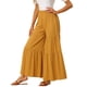 thumbnail image 4 of Pantalones Boho para Mujer INSPIRE CHIC con Cintura Alta Elástica y Volantes, Pantalones Palazzo de Pierna Ancha XS Amarillo, 4 of 6