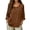 V38 Brown, variant on Tops For Women Lightweight Solid Color Crew Neck Long Sleeve Side Button Fashionable Tee Black 2Xl