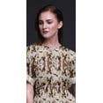 thumbnail image 2 of Bimba Robe Longue Imprimée en Rayonne Teinture sur Nœuds Abstraite à Taille Smockée avec Fente Latérale pour Femme - XX-Grand, 2 of 6