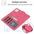 thumbnail image 3 of Nalacover Wallet Case for iPhone 14 Pro Max, Vintage Retro PU Leather Soft Silicone Shockproof Magnetic Flip Folio Cover with Kickstand Card Slots Holder Wrist Strap Shockproof Case, Rose, 3 of 8