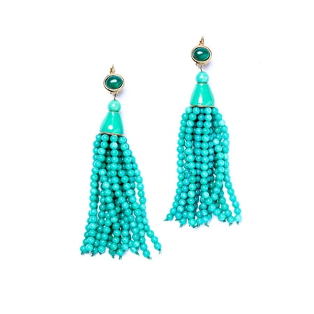 Jade Tassel Pierced Earrings