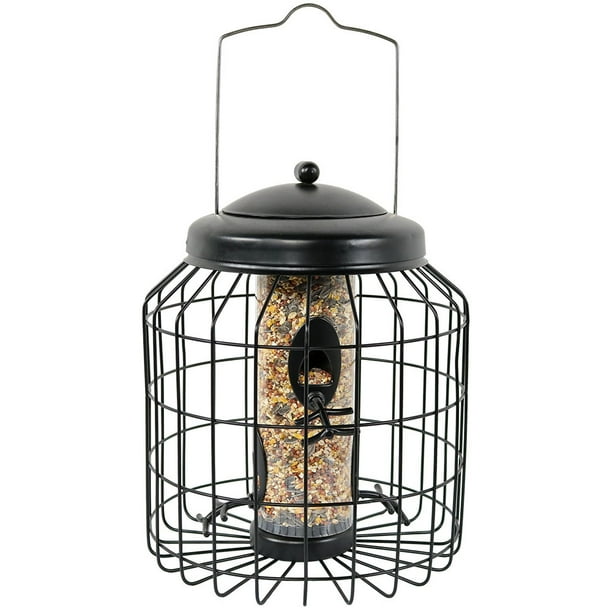 Sunnydaze Outdoor Hanging Wild Bird Feeder, Steel Wire Caged, 4Peg, 12