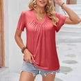 thumbnail image 2 of Summer Tops for Women 2024 V Neck Solid Color Casual Loose Tshirts Short Sleeve Soft Comfy Tunic Tops Work Blouses, 2 of 4