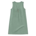 thumbnail image 4 of FYDUU Girls Sleeveless Summer Dress Solid Color V‑Neck Button Casual Dresses Lightweight Comfort Beach Sundress Kids Vacation Sundresses 8-9 Years, 4 of 5