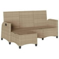 thumbnail image 4 of vidaXL Reclining Patio Sofa with Cushions L-shaped Beige Poly Rattan, 4 of 12