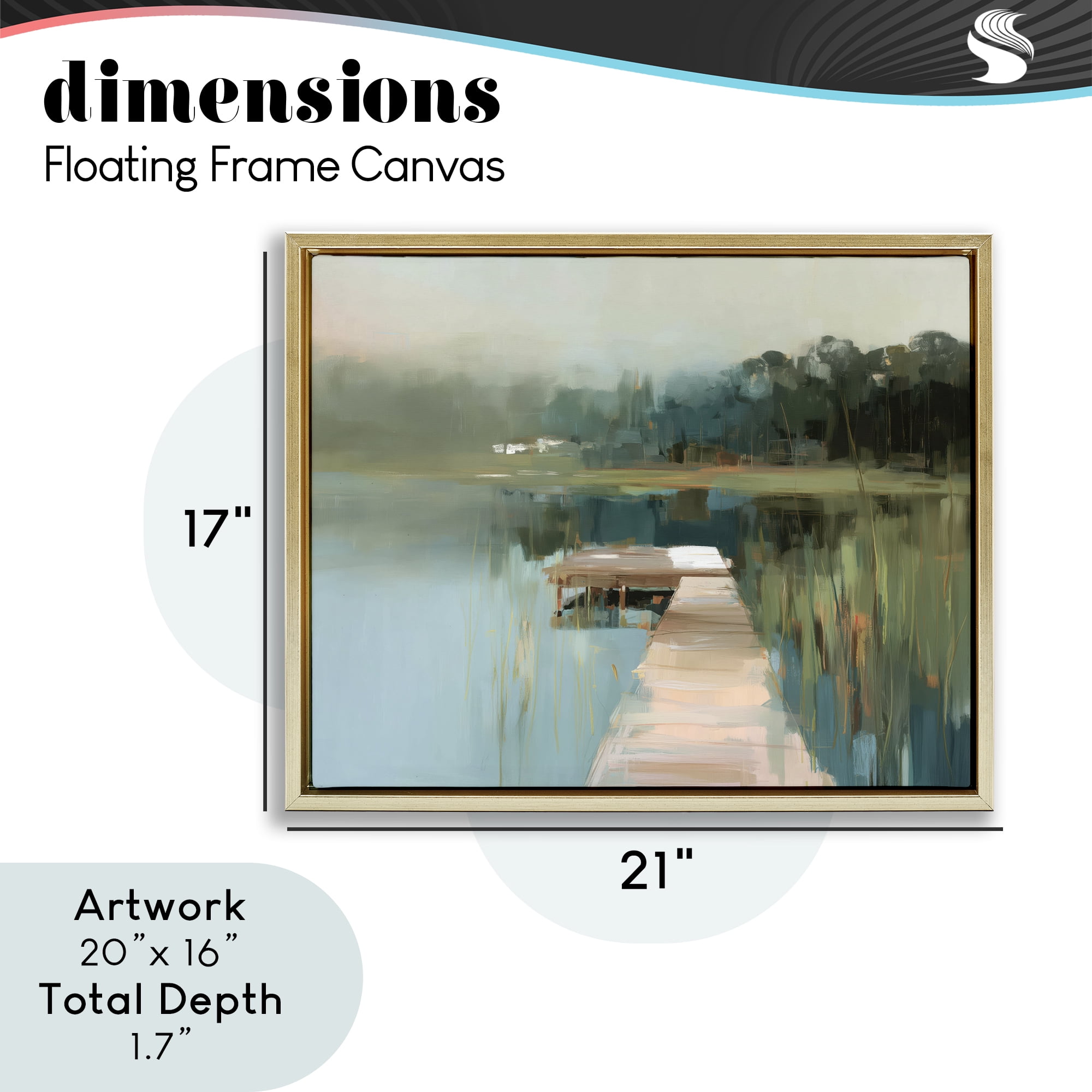 Stupell Industries Marsh Pier Abstraction Gold Framed Floater Canvas Wall Art, design by Kim Curinga