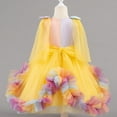 thumbnail image 5 of Girls Long Sleeve Dress Pageant Princess Tulle Dress for Kid Tiered Birthday Party Wedding Bridesmaid Flower Girl Dresses Yellow 1-2 Years, 5 of 5