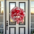 thumbnail image 5 of 15.7" Merry Christmas Snowman Wreath - Silver Red White Snow Christmas Mesh Front Door Wreath - Winter Decor, 5 of 7