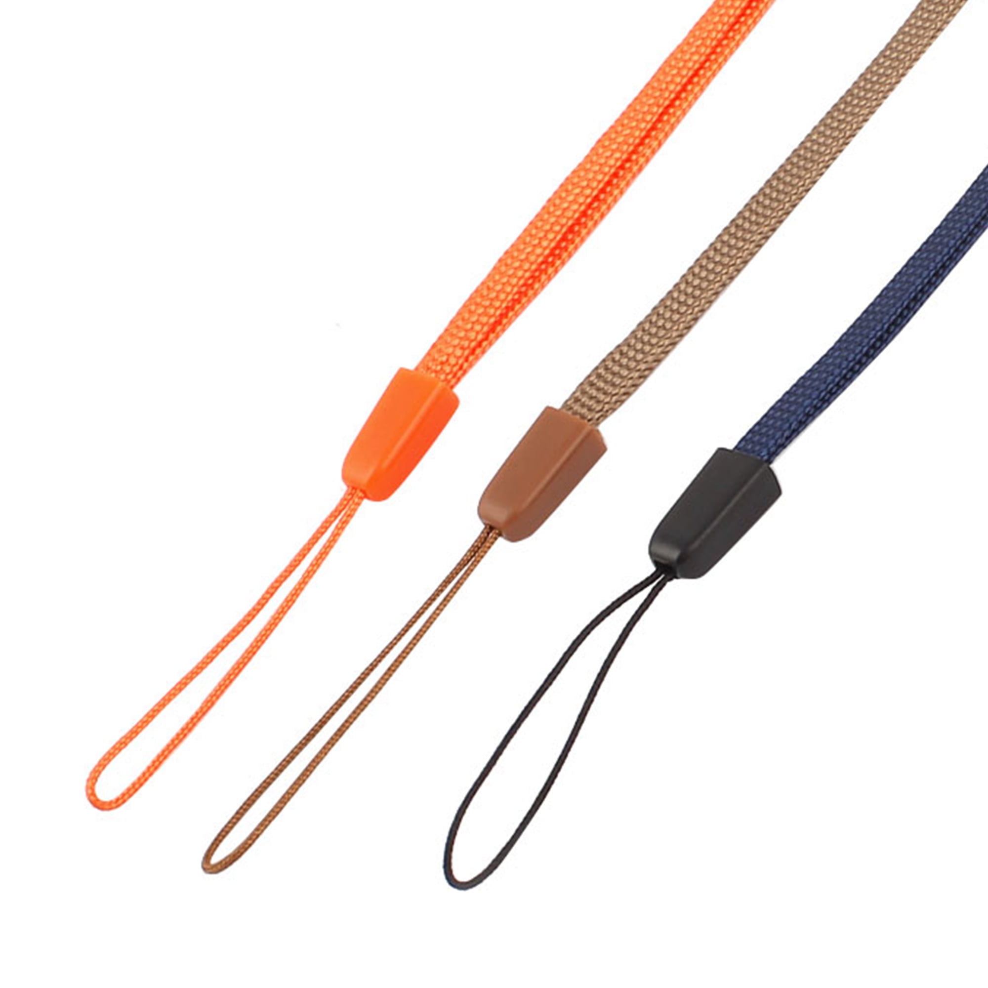 Unique Bargains 3pcs Nylon Hand Wrist Lanyard Strap String Cord Keychain Brown Blue Orange