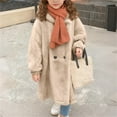 thumbnail image 4 of OGLCCG Girl's Faux Fur Long Jacket Fuzzy Fleece Open Front Long Cardigan Coat with Hood Thickened Warm Winter Fluffy Jacket with Pockets 5-14 Years, 4 of 7