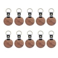 thumbnail image 2 of 10 Uds. De llaveros de madera en blanco de cuero PU, regalos DIY, accesorios ligeros grabados Redondo perfke Llavero, 2 of 9