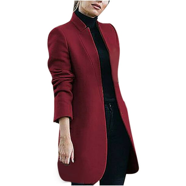 YZHM Fashion Winter Coats for Women Wool Coat Trench Jacket Ladies Warm Long Overcoat OutwearFashion W