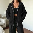 thumbnail image 2 of Women's Casual Drawstring Zip Up Hoodie with Pockets Ladies Lightweight Full Zipper Sweatshirt Jacket Soft Pullover Hoody Coat, 2 of 6