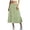 #0448-Green, variant on Women's Midi Skirts Elastic Waist Linen Blend Skirts Casual Daily Style Lightweight Breathable Drawstring Tiered Ruffle Hem Loose Fit Skirts