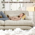 thumbnail image 4 of 4 Seater Modular Sectional Cloud Couch, Chenille Deep Seat Sofa Couch with Pillows and 1 Ottoman, Upholstered Wide Arm Sofa, Comfy Cloud Couch for Living Room, Light Coffee, 4 of 9
