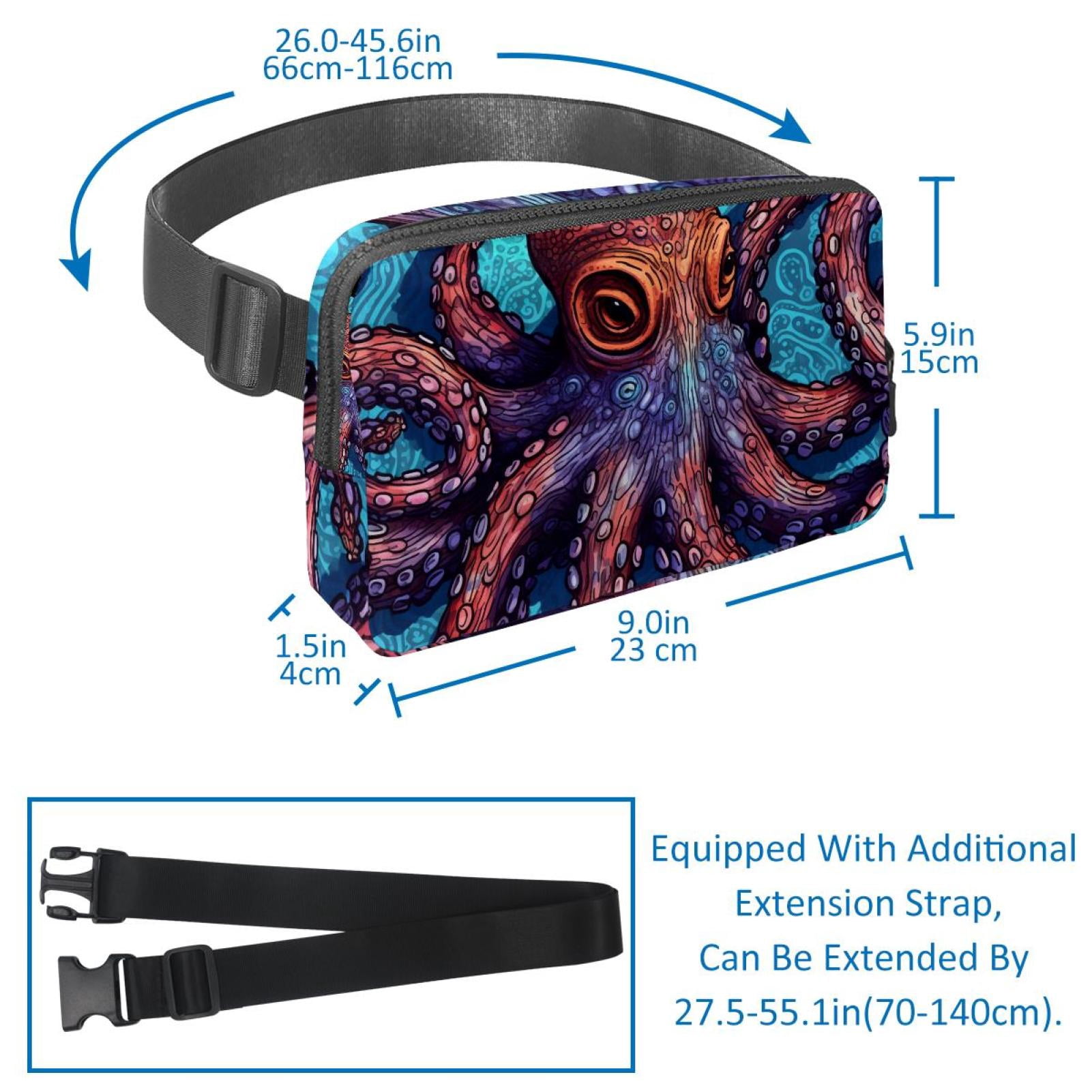 Octopus Lightweight Adjustable Fanny Pack with Extension Strap - Unisex Waist Packs Crossbody Bag
