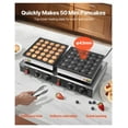 thumbnail image 2 of 50PCS Mini Dutch Pancake Maker, Non-stick Stainless Steel Dorayaki Baker, 1800W Commercial Electric Poffertjes Grill Pan, Dual Temp & Time Control, for Kitchen Restaurant Breakfast Dessert, 2 of 5