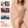 thumbnail image 6 of Women Shapewear Backless Body Bra Shaper Plus Size Plunge Invishaper Low Back Thong Bodysuits Open Crotch Daily Use, 6 of 6