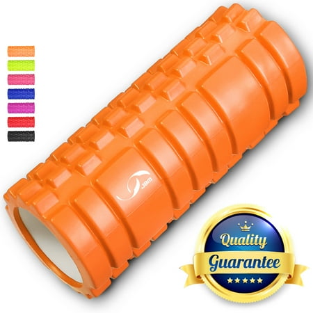 Wooden Body Roller JBM Foam Roller 13 X 5.5” Muscle Massage Deep Tissue Roller Back Leg Body Roller help Muscle Stretch Physical Therapy Self Myofascial (Orange) ()