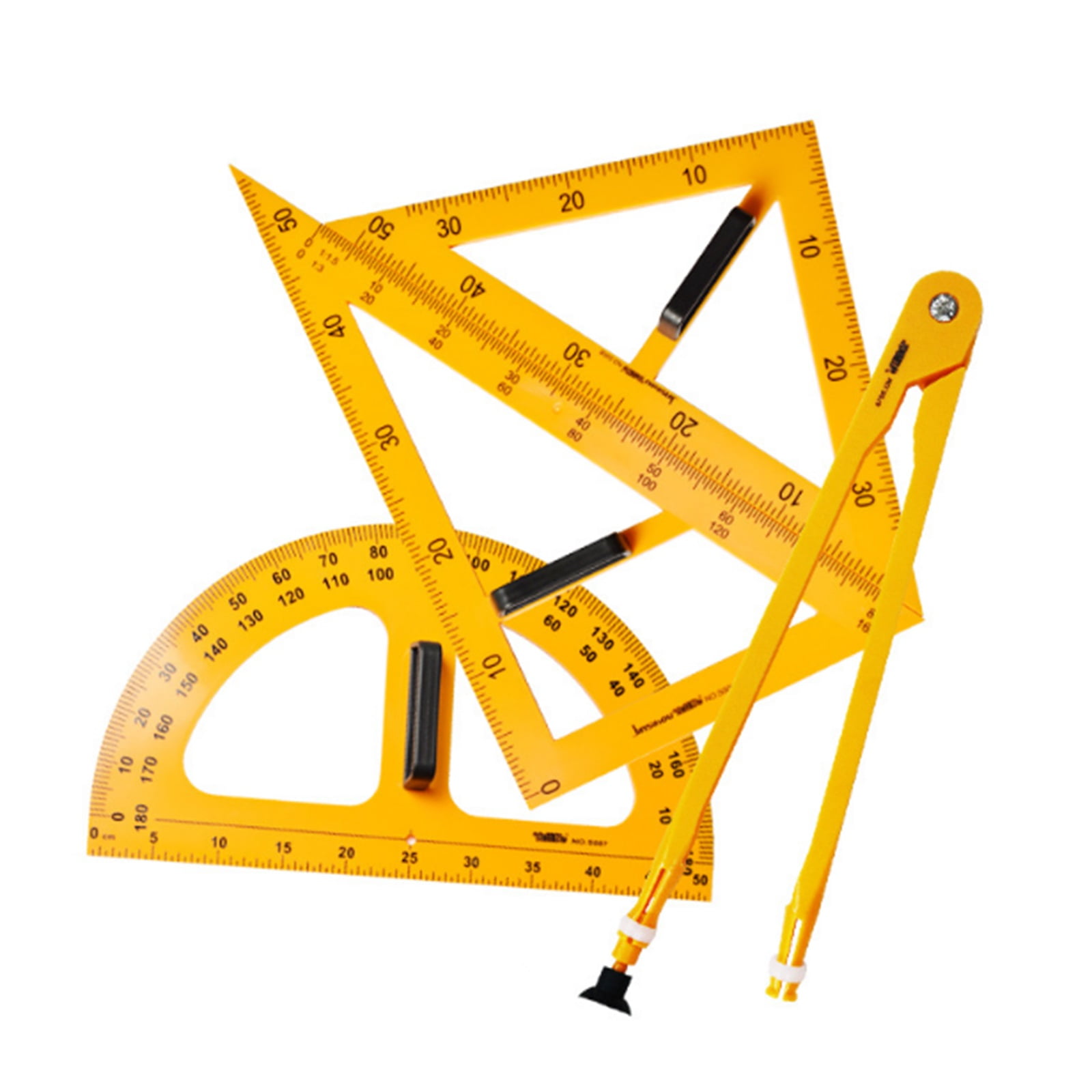 Classroom Whiteboard Geometry Set with Compass Triangles Rulers for