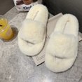 thumbnail image 4 of Woman House Sandals Fuzzy Non-skid Thick Open Toe Slides Cross Band Slippers, 4 of 10