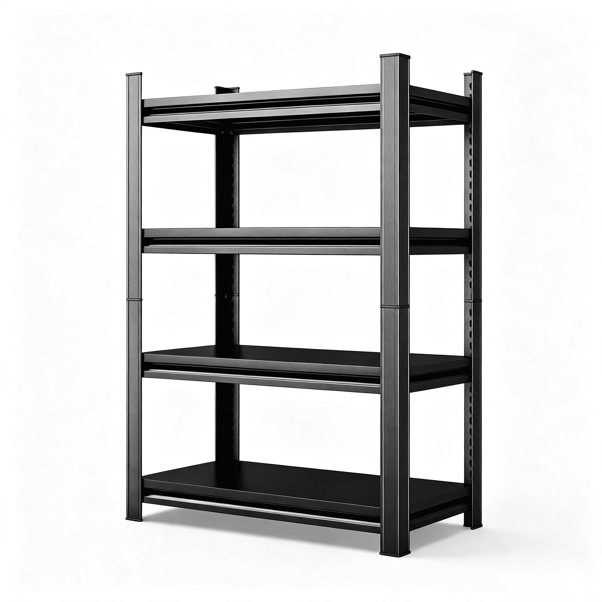 4-Tier Adjustable Metal Storage Shelving Unit, Black Heavy Duty Kitchen Organizer for Home Space Saving