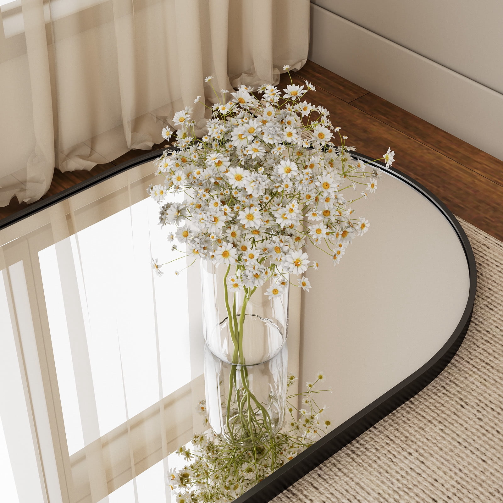 AUROMIR 16"x59" Arched Full Length Mirror Free Standing Full Body Floor Mirror, Black