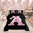 thumbnail image 2 of Feelyou Initial Letter A Bedding Twin Comforter Set, Black Pink Down Comforter, Kawaii Bow-tie Reversible Comforters & Duvets, Lightweight Room Decorative, 2pcs, 2 of 8