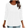 thumbnail image 2 of AXXD Women Blouses White Basic Summer 2024 Loose Trendy Button V-Neck Long Sleeve Casual T-shirt Top Solid Blouse, 2 of 6