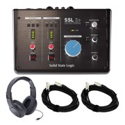 SSL SSL2+ Interface w/ Samson SR350 Headphones, 2 XLR Cables Bundle