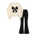 thumbnail image 2 of Cethrio Girls Graphic Outfit Sets, Fall Winter Casual 2 Piece Long Sleeve Kids Clothing Sets Size 5-6 Years Beige, 2 of 4
