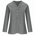 thumbnail image 2 of Womens Boho Tops Loose Lightweight Gauze 3/4 Sleeve Blouses Linen Fit Floral Embroidered Clothes Casual Summer Flowy Long Shirts, 2 of 4