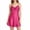 Pink, variant on Women's Sleep Dress V Neck Spaghetti Strap Lace Trim Satin Nightgown Silky Slip Dresses Comfy Loungewear Purple XS