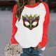 thumbnail image 4 of Xuyuer Mardi Gras Shirts for Women Shirt Funny Mask Graphic Tee Carnival Long Sleeve Shirt V Neck Top, 4 of 6