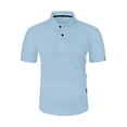 thumbnail image 2 of LTTVQM Men's Casual Ice Silk Waffle Textured Polo Shirt Lightweight Cooling Short Sleeve Collared Top Summer Breathable Quick Dry Soft Golf Daily Versatile Stylish Wear Light Blue XL, 2 of 6