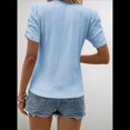 thumbnail image 3 of Top de Punto Texturizado de Color Liso con Mangas Abullonadas y Cuello en V en Azul XL, 3 of 5