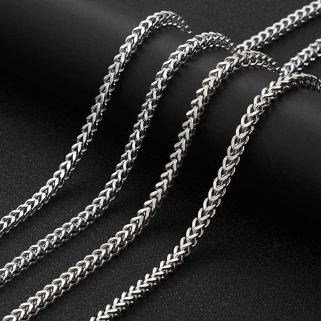 White Gold Plated Franco Link Chain Stainless Steel Chain Necklace for Men&Women