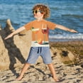 thumbnail image 3 of FORMRS Boys Rash Guard with Short Sleeves UPF 50+ Swim Shirts Sizes 3-12T, Orange Glasses, 3 of 6
