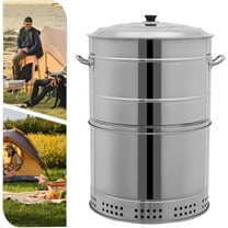 Large Portable Charcoal Grills, Stainless Charcoal BBQ Grill Barrel, 360° Automatic Smokeless Outdoor Barbecue Grill for Travel, Outdoor Cooking and BBQ, Camping Grill Picnic Patio Backyard