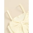 thumbnail image 6 of FEORJGP Kids Little Girl Ribbed Outfits 6M 12M 18M 2T 3T 4T Toddler Sleeveless Camisoles Bow Square Neck Vests Spaghetti Strap Cropped Tops Elastic Wan Cute Cool 2 Piece Set for Summer Daily, 6 of 7