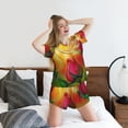 thumbnail image 5 of Rateoe Rose Psychedelic Pattern Women's Short-Sleeved Pajama Set - 2 Piece Soft and Lightweight Sleepwear Set-XX-Large, 5 of 7