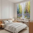 thumbnail image 4 of Autumn Forest Kitchen Curtains 63 Inch Length, Birch Trees Oil Painting Art Tiers Curtains for Living Room Berdoom Bathroom, Light Filtering Drapes Rod Pocket Window Treatment 2 Panels 42"Wx63"L, 4 of 9
