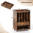 thumbnail image 3 of Costway Record Player Stand with Drawer & Record Holder,Lockable Wheels for Living Room Brown, 3 of 10