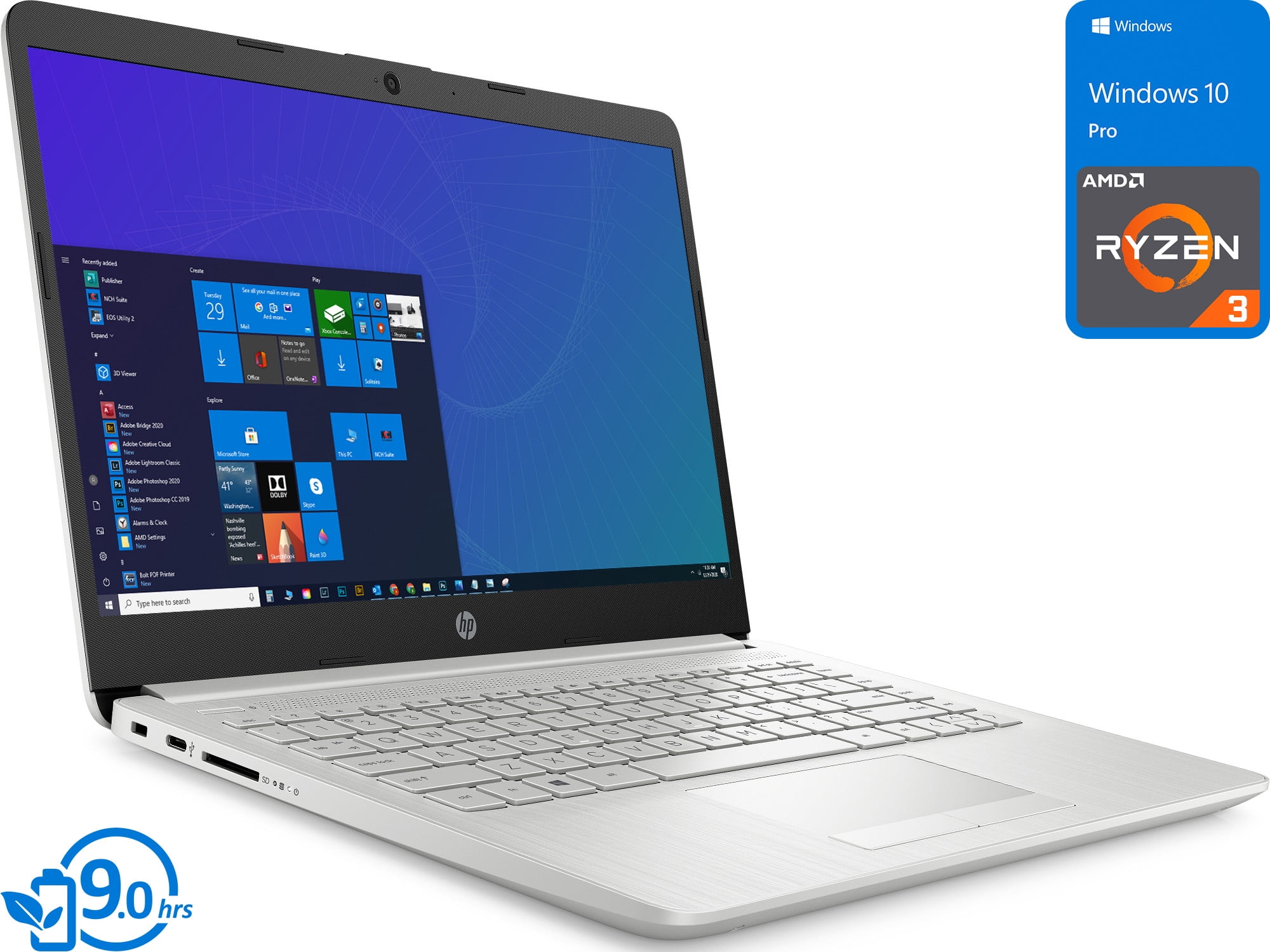 HP 14-dk HD Everyday Value Laptop (AMD Ryzen 3 3250U 2-Core, 32GB