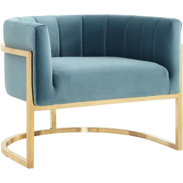 Chaise Magnolia avec Base en Or&44; Bleu de Mer