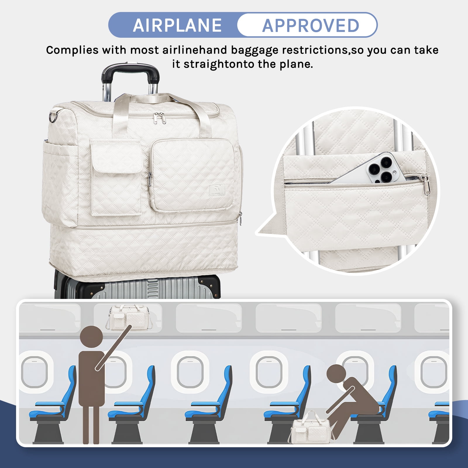 Joyway 2-Piece Expandable Foldable Duffle Bag Set with Wet Pocket and Shoe Compartment, Waterproof Travel and Gym Bags for Men & Women