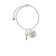thumbnail image 2 of Delight Jewelry Goldtone Trefoil Key with Crystals - Domed Thank You Charm Bracelet, 6"+2", 2 of 5