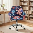 thumbnail image 2 of Whosucclay American Flag Daisy Heart Print Swivel Armrest Curved Back Cover, 4th of July Stretch Wingback Dining Chair Cover Protector, Stain Resistant Home Office Desk Chair Covers, 2 of 7