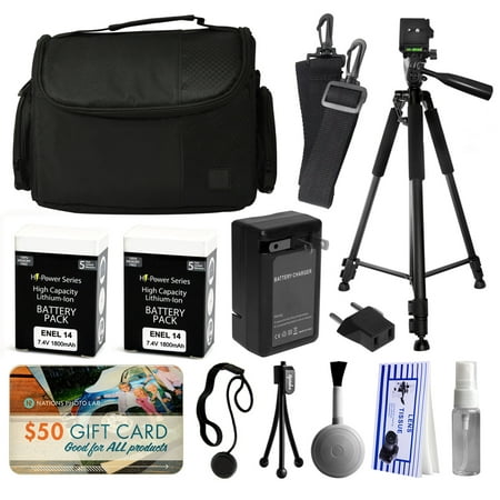 Professional Full Size 60 Inch Tripod + Large Padded Case + EN-EL14 Battery (2 Pack) + Charger + $50 Gift Card for Prints for Nikon D5500 D5300 D5200 D5100 D3300 D3200 D3100 DSLR SLR Digital Camera Professional Full Size 60 Inch Tripod + Large Padded Case + EN-EL14 Battery (2 Pack) + Charger + $50 Gift Card for Prints for Nikon D5500 D5300 D5200 D5100 D3300 D3200 D3100 DSLR SLR Digital Camera